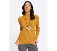 Stehkragenpullover INSPIRATIONEN "Stehkragen-Pullover", Damen, Gr. 40, ocker, 100% Baumwolle, unifarben, Pullover Stehkragenpullover (72897952-40) ocker