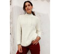 Stehkragenpullover INSPIRATIONEN "Stehkragen-Pullover", Damen, Gr. 40, weiß (champagner, gemustert), 50% Baumwolle, 50% Polyacryl, gemustert, Pullover Stehkragenpullover (69399644-40) champagner, gemu