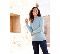 Stehkragenpullover INSPIRATIONEN "Stehkragen-Pullover", Damen, Gr. 42, blau (jade, meliert), 50% Viskose, 28% Polyester, 22% Polyamid, meliert, unifarben, Pullover Stehkragenpullover (56401510-42) jad