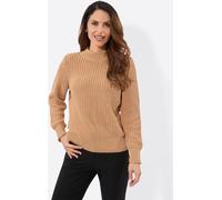 Stehkragenpullover INSPIRATIONEN "Stehkragen-Pullover", Damen, Gr. 54, camel, 100% Baumwolle, unifarben, Pullover Stehkragenpullover (43237529-54) camel