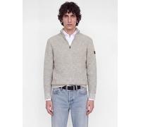 Stehkragenpullover JACK & JONES "JJROOSTER KNIT HALF ZIP", Herren, Gr. L, beige (moonbeam detail:twist), Strick, Obermaterial: 70% Baumwolle, 30% Polyacryl, meliert, regular fit normal, ohne Ausschnit