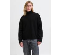 Stehkragenpullover JACK & JONES "JORNORREBRO KNIT HIGH NECK", Herren, Gr. L, schwarz, Strick, Obermaterial: 55% Baumwolle, 22% Polyester, 21% Polyacryl, 2% Elasthan, unifarben, relaxed fit normal, hoc