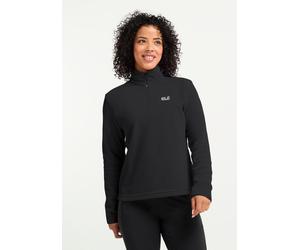 Stehkragenpullover JACK WOLFSKIN "TAUNUS 100 HZ W", Damen, Gr. XS, schwarz, Obermaterial: 100% POLYESTER, Pullover Stehkragenpullover, Fleecepullover, Halfzip-Reißverschluss, Stehkragen (53152209-XS)