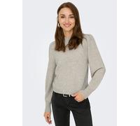 Stehkragenpullover JDY "JDYRUE LIFE L/S PULLOVER KNT NOOS", Damen, Gr. S, grau (chateau gray detail:melange), Strick, Obermaterial: 51% Polyester, 46% Polyacryl, 3% Elasthan, meliert, taillenbedeckt,