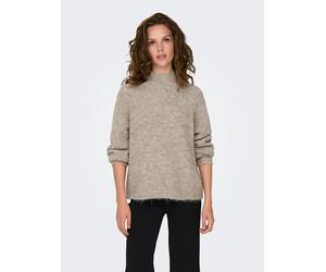 Stehkragenpullover JDY "JDYZOEY LIFE L/S HN RAGLAN PUL KNT NOOS", Damen, Gr. M, grau (chateau gray detail:melange), Strick, Obermaterial: 80% Polyester, 11% Nylon, 8% Wolle, 1% Elasthan, meliert, hüft