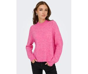 Stehkragenpullover JDY "JDYZOEY LIFE L/S HN RAGLAN PUL KNT NOOS", Damen, Gr. XL, pink cosmos detail:melange, Strick, Obermaterial: 70% Polyester, 21% Nylon, 8% Wolle, 1% Elasthan, meliert, hüftlang, h