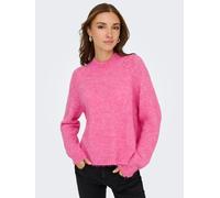 Stehkragenpullover JDY "JDYZOEY LIFE L/S HN RAGLAN PUL KNT NOOS", Damen, Gr. XL, pink (pink cosmos detail:melange), Strick, Obermaterial: 70% Polyester, 21% Nylon, 8% Wolle, 1% Elasthan, meliert, hüft
