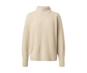 Stehkragenpullover JOOP "Konfia", Damen, Gr. 36, light beige, Strick, Obermaterial: 35% Polyamid, 30% Wolle, 30% Viskose, 5% Kaschmir, normal, Rippbündchen, Pullover Stehkragenpullover, Rautenmuster m