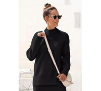 Stehkragenpullover LASCANA, Damen, Gr. 44/46, schwarz, Strick, Obermaterial: 50% Viskose, 28% Polyester, 22% Polyamid, unifarben, figurumspielend hüftbedeckend, hoch geschlossener Ausschnitt, Pullover