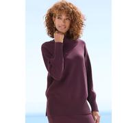 Stehkragenpullover LASCANA "mit breiten Abschlüssen", Damen, Gr. 36/38, rot (burgunder), Strick, Obermaterial: 50% Viskose, 28% Polyester, 22% Polyamid, unifarben, figurumspielend hüftbedeckend, hoch