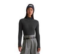 Stehkragenpullover MARC O'POLO "aus Heavy Weight Cotton", Damen, Gr. XXL, grau (night grau melange), Obermaterial: 100% Baumwolle, unifarben, Pullover Stehkragenpullover (89472714-XXL) night grau mela