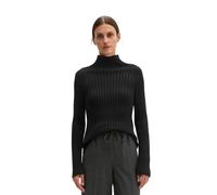 Stehkragenpullover MARC O'POLO "aus Heavy Weight Cotton", Damen, Gr. XXL, schwarz (coal grau melange), Obermaterial: 100% Baumwolle, unifarben, Pullover Stehkragenpullover (68156208-XXL) coal grau mel