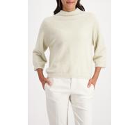 Stehkragenpullover MONARI "Pullover Lurex", Damen, Gr. 36, weiß (cremefarben), Plüsch, Obermaterial: 81% Polyamid, 19% metallisierte Fasern, unifarben, regular fit taillenbedeckt, Rundhals, eingesetzt