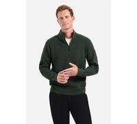 Stehkragenpullover NO EXCESS "No Excess Melierter Half-Zip-Sweater", Herren, Gr. S, dunkelgrün, 55% Baumwolle, 25% Polyacryl, 15% Polyester, 5% Polyamid, Pullover Stehkragenpullover (63106416-S) dunke