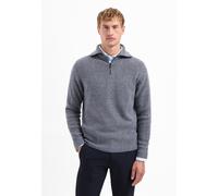No Excess Pullover Wing Collar Half Zip weicher Wollmix washed blue Einfarbig Größe L