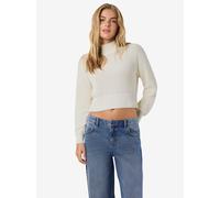 Stehkragenpullover NOISY MAY "NMDARA L/S HIGH NECK KNIT FWD NOOS", Damen, Gr. M, gelb (eggnog), Strick, Rippstrick, Obermaterial: 70% Baumwolle, 30% Polyester, unifarben, modisch, Langarm, Pullover (8
