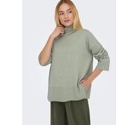 Stehkragenpullover ONLY "ONLCOCO LIFE LS HIGH NECK CC KNT", Damen, Gr. L, grün (desert sage detail:melange), Strick, Obermaterial: 100% Polyester, meliert, regular fit, Rippbündchen, Pullover Stehkrag