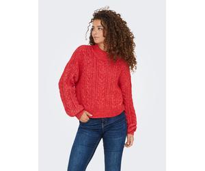 Stehkragenpullover ONLY "ONLIDA LIFE LS HIGH NECK KNT", Damen, Gr. L, salsa detail:melange, Strick, Obermaterial: 82% Polyester, 14% Polyacryl, 4% Wolle, meliert, regular fit, Rippstrickbündchen, Pull