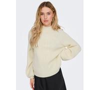 Stehkragenpullover ONLY "ONLKATIA LS DETAIL HIGHNECK CC KNT", Damen, Gr. S, grau (weißcap gray detail:melange), Strick, Obermaterial: 50% Viskose, 27% Nylon, 23% Polyester, meliert, unifarben, regular