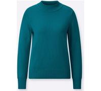 Stehkragenpullover CASUAL LOOKS "Pullover", Damen, Gr. 38, blau (petrol), 50% Baumwolle, 50% Polyacryl, meliert, unifarben, figurumspielend, Pullover Stehkragenpullover (544093-38) petrol