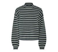 Stehkragenpullover PIECES "PCPENNA LS HIGH NECK KNIT BC", Damen, Gr. S, blau (ombre blau stripes:weißcap gray), Strick, Obermaterial: 58% Polyester, 38% Polyacryl, 4% Elasthan, gestreift, Pullover Ste