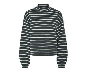 Stehkragenpullover PIECES "PCPENNA LS HIGH NECK KNIT BC", Damen, Gr. XS, blau (ombre blau stripes:weißcap gray), Strick, Obermaterial: 58% Polyester, 38% Polyacryl, 4% Elasthan, gestreift, Pullover St
