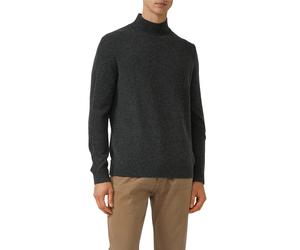 Stehkragenpullover S.OLIVER, Herren, Gr. L, anthrazit, Strick, Obermaterial: 50% Wolle, 50% Polyamid, unifarben, regular fit normal, ohne Ausschnitt, Rippbündchen, Pullover Stehkragenpullover, mit Ste