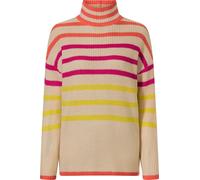 Stehkragenpullover CLASSIC BASICS "Stehkragen-Pullover", Damen, Gr. 46, bunt (sand, orange, gestreift), 100% Polyacryl, gemustert, gestreift, mehrfarbig, Pullover Stehkragenpullover (70306434-46) sand