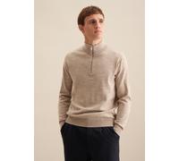 Stehkragenpullover SEIDENSTICKER "Schwarze Rose", Herren, Gr. XL, beige, 100% Wolle, unifarben, regular fit, ohne Ausschnitt, Pullover Stehkragenpullover, Quarter Zip Uni (21832856-XL) beige