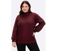 Stehkragenpullover SHEEGO BY JOE BROWNS "Pullover", Herren, Gr. 44/46, bordeaux, 75% Polyacryl, 22% Polyester, 3% Elasthan, unifarben, Pullover Stehkragenpullover (32630462-44) bordeaux