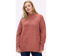 Stehkragenpullover SHEEGO "Pullover", Damen, Gr. 56/58, rostrot, meliert, 100% Polyacryl, meliert, Pullover Stehkragenpullover (68065016-56) rostrot, meliert