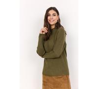 Stehkragenpullover SOYACONCEPT "SC-KANITA 4", Damen, Gr. M, grün (schwarz olive mel), Strick, Obermaterial: 50% Viskose, 27% Polyester, 23% Nylon, meliert, hüftlang, Rippstrickbündchen, Pullover Stehk