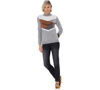 Stehkragenpullover CLASSIC BASICS "Langarm-Pullover", Damen, Gr. 46, steingrau, schoko, gemustert, 100% Polyacryl, gemustert, mehrfarbig, Pullover Stehkragenpullover (97080803-46) steingrau, schoko, g