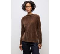 Stehkragenpullover STREET ONE, Damen, Gr. 34, braun (hazelnut braun), Stoff, 78% Polyamid, 12% Polyacryl, 10% Baumwolle, unifarben, normal normal, Rundhals, abgesteppt, Pullover Stehkragenpullover, au