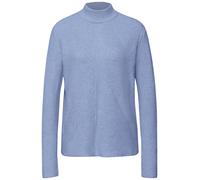 Stehkragenpullover STREET ONE, Damen, Gr. 36, frosted blau meliert, Strick, Obermaterial: 37% Baumwolle, 34% Polyacryl, 26% Polyester, 3% Elasthan, unifarben, bequem hüftbedeckend, Rundhals, Pullover 