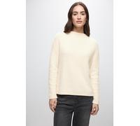 Stehkragenpullover STREET ONE, Damen, Gr. 38, soft beige, Stoff, 78% Polyamid, 12% Polyacryl, 10% Baumwolle, unifarben, normal normal, Rundhals, abgesteppt, Pullover Stehkragenpullover, aus softem Mat