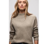 Stehkragenpullover STREET ONE, Damen, Gr. 40, mocha glow meliert, Strick, Obermaterial: 37% Baumwolle, 34% Polyacryl, 26% Polyester, 3% Elasthan, bequem hüftbedeckend, Rundhals, Pullover Stehkragenpul