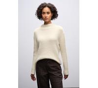Stehkragenpullover STREET ONE, Damen, Gr. 42, soft beige, Stoff, 55% Polyester, 45% Baumwolle, unifarben, normal normal, hoch geschlossener Ausschnitt, Rippbündchen, Pullover Stehkragenpullover, mit S