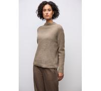 Stehkragenpullover STREET ONE, Damen, Gr. 44, mocha glow, Stoff, 55% Polyester, 45% Baumwolle, unifarben, normal normal, hoch geschlossener Ausschnitt, Rippbündchen, Pullover Stehkragenpullover, mit S
