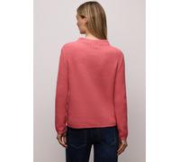 Stehkragenpullover STREET ONE, Damen, Gr. 44, pink (striking coral meliert), Web, 37% Baumwolle, 34% Polyacryl, 26% Polyester, 3% Elasthan, unifarben, normal normal, hoch geschlossener Ausschnitt, Rip