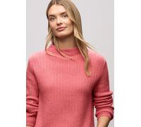 Stehkragenpullover STREET ONE, Damen, Gr. 44, striking coral meliert, Web, 37% Baumwolle, 34% Polyacryl, 26% Polyester, 3% Elasthan, unifarben, normal normal, hoch geschlossener Ausschnitt, Rippbündch