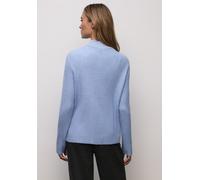Stehkragenpullover STREET ONE, Damen, Gr. 46, blau (frosted blau meliert), Web, 37% Baumwolle, 34% Polyacryl, 26% Polyester, 3% Elasthan, meliert, regular fit normal, hoch geschlossener Ausschnitt, ab