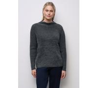 Stehkragenpullover STREET ONE, Damen, Gr. 46, gravel grau, Stoff, 55% Polyester, 45% Baumwolle, unifarben, normal normal, hoch geschlossener Ausschnitt, Rippbündchen, Pullover Stehkragenpullover, mit