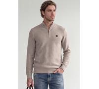 Stehkragenpullover STREET ONE MEN, Herren, Gr. 3XL (48), beige (antique beige), Web, 100% Baumwolle, unifarben, normal normal, hoch geschlossener Ausschnitt, Rippbündchen, Pullover Stehkragenpullover,