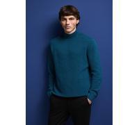 Stehkragenpullover STREET ONE MEN, Herren, Gr. L42, blau (digital blau), Web, 100% Baumwolle, unifarben, normal normal, hoch geschlossener Ausschnitt, Bündchen, Pullover, aus reiner Baumwolle (8579573