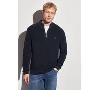Stehkragenpullover STREET ONE MEN, Herren, Gr. L42, night blau, Web, 100% Baumwolle, unifarben, normal normal, hoch geschlossener Ausschnitt, Rippbündchen, Pullover, aus reiner Baumwolle (74343723-L) 