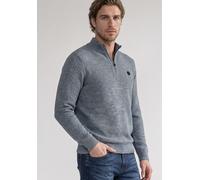 Stehkragenpullover STREET ONE MEN, Herren, Gr. M (40), grau (vintage blau), Web, 100% Baumwolle, unifarben, normal normal, hoch geschlossener Ausschnitt, Rippbündchen, Pullover Stehkragenpullover, aus
