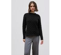 Street One Studio Frauen Pullover mit Zopfmuster in Schwarz, Gr: 46