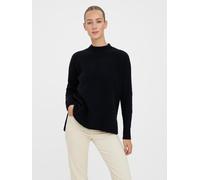 Stehkragenpullover VERO MODA "VMLEFILE OVERSIZE BOXY BLOUSE GA NOOS", Damen, Gr. XL, schwarz, Strick, Obermaterial: 70% Polyacryl, 27% Nylon, 3% Elasthan, unifarben, regular fit hüftbedeckend, V-Aussc