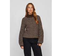 Stehkragenpullover VILA "VILORY HIGH NECK L/S KNIT TOP - NOOS", Damen, Gr. M, braun (coffee bean pattern:eggnog melange), Strick, Obermaterial: 45% Polyamid, 39% Wolle, 10% Polyacryl, 6% Elasthan, gem